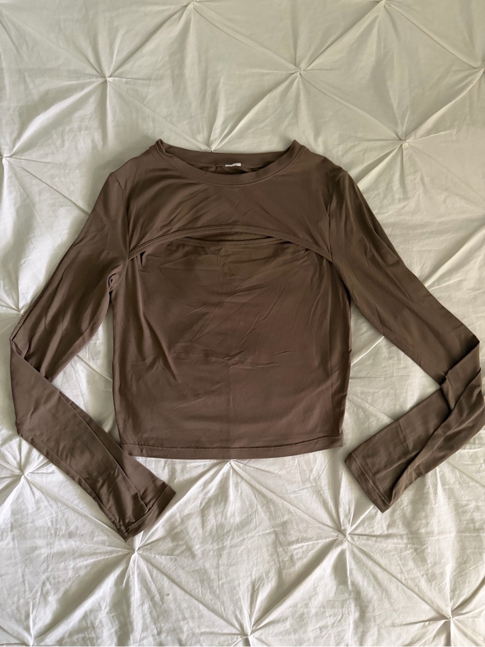 Brown Long-Sleeve Crop Top